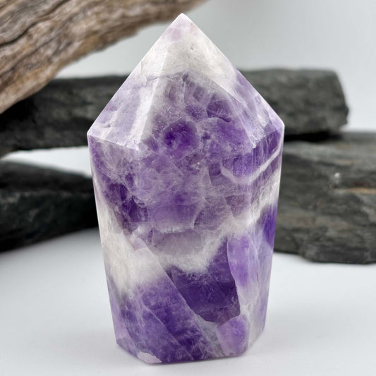 Brazilian Chevron Amethyst Polished Point Tower
