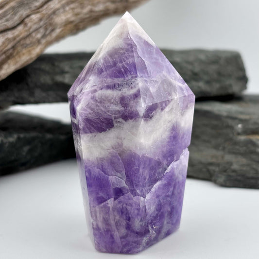 Brazilian Chevron Amethyst Polished Point Tower