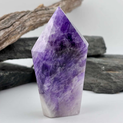 Brazilian Chevron Amethyst Polished Point Tower