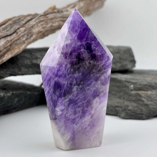 Brazilian Chevron Amethyst Polished Point Tower