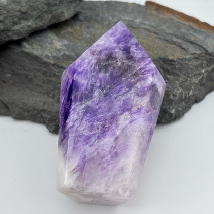 Brazilian Chevron Amethyst Polished Point Tower