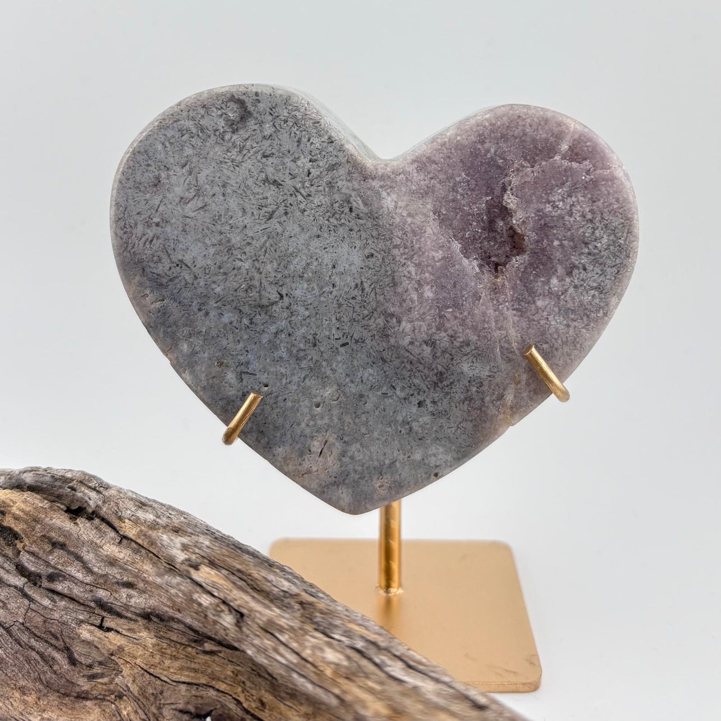 Brazilian Pink Amethyst Heart on Stand - 284 grams