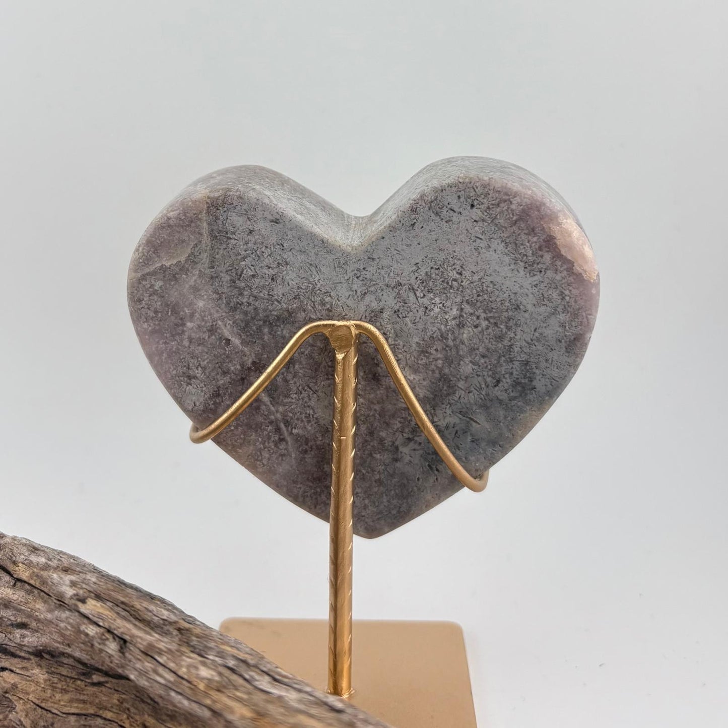 Brazilian Pink Amethyst Heart on Stand - 284 grams