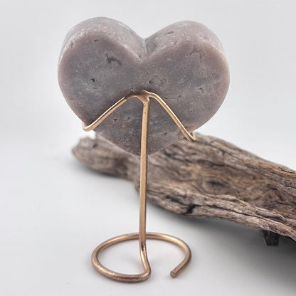 Brazilian Pink Amethyst Heart w bubble Druzy on Stand - 142 grams