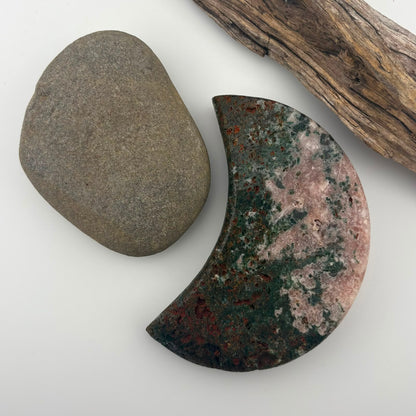 BIG Brazilian Pink Amethyst Moon with Jasper and Druzy - 358 grams