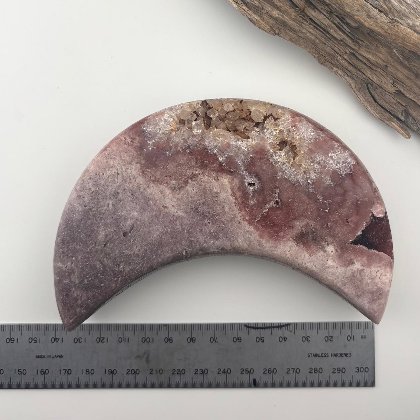 Stunning BIG Brazilian Pink Amethyst Moon w Raspberry & Purple Druzy - 506 grams