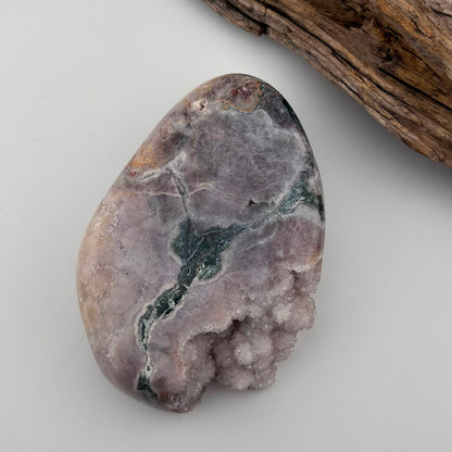 Brazilian Pink / Lavender Amethyst W Green Jasper Slab - 350 grams
