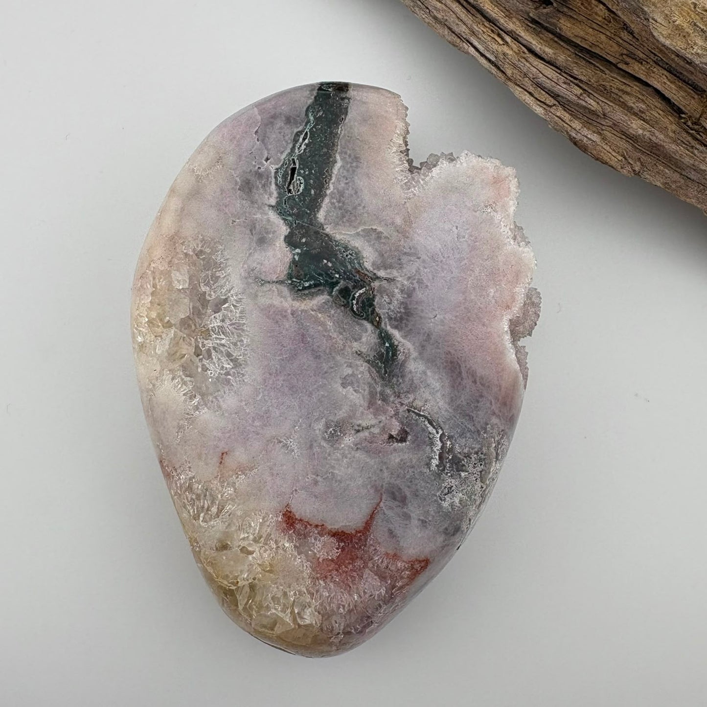 Brazilian Pink / Lavender Amethyst W Green Jasper Slab - 350 grams