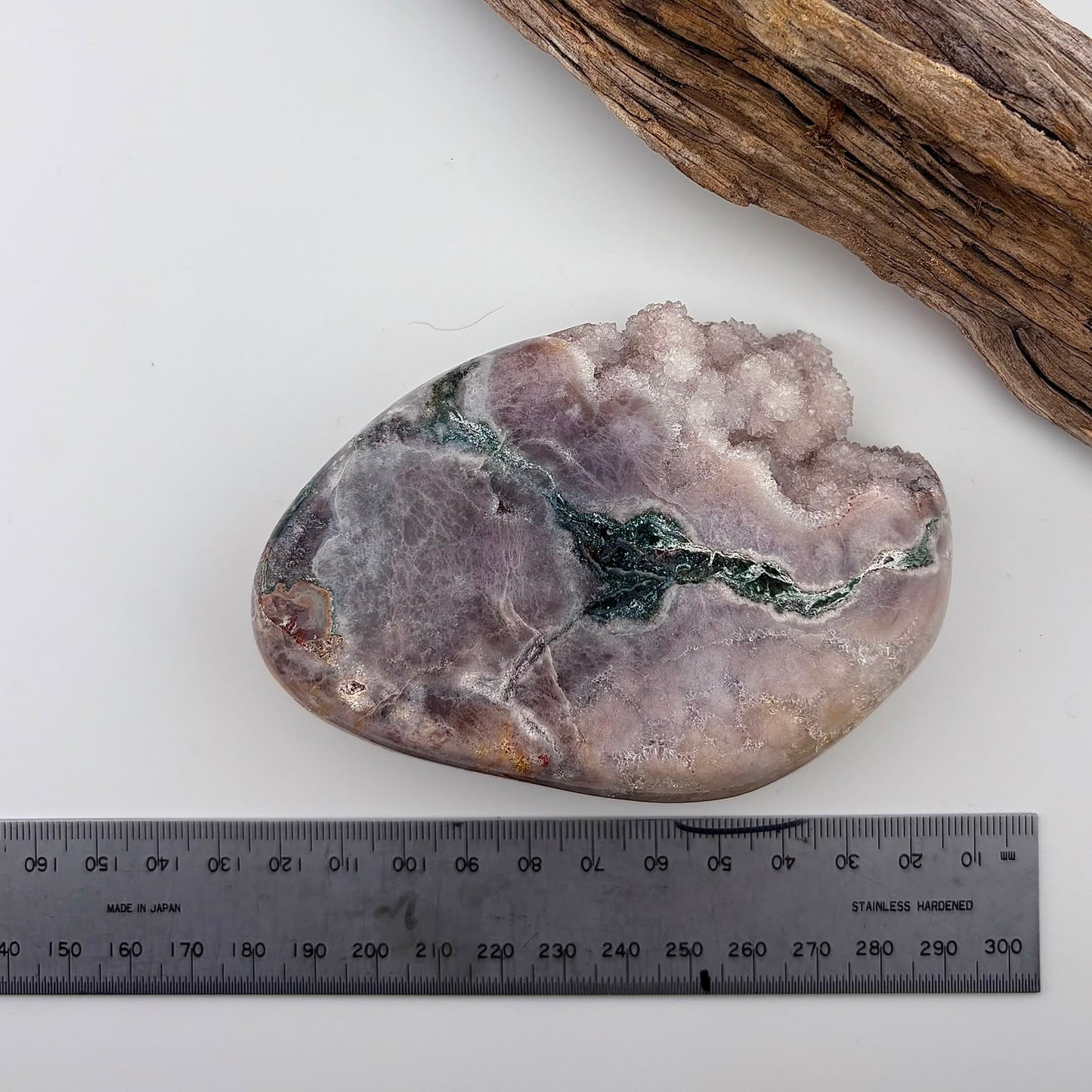 Brazilian Pink / Lavender Amethyst W Green Jasper Slab - 350 grams