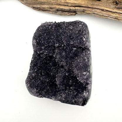 Brazilian Black Rainbow Amethyst Druzy w Agate Cut Base -  248 grams