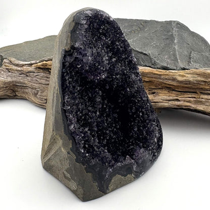 Brazilian AAA+ Blackberry Rainbow Amethyst Druzy w Agate Cut Base -  464 grams