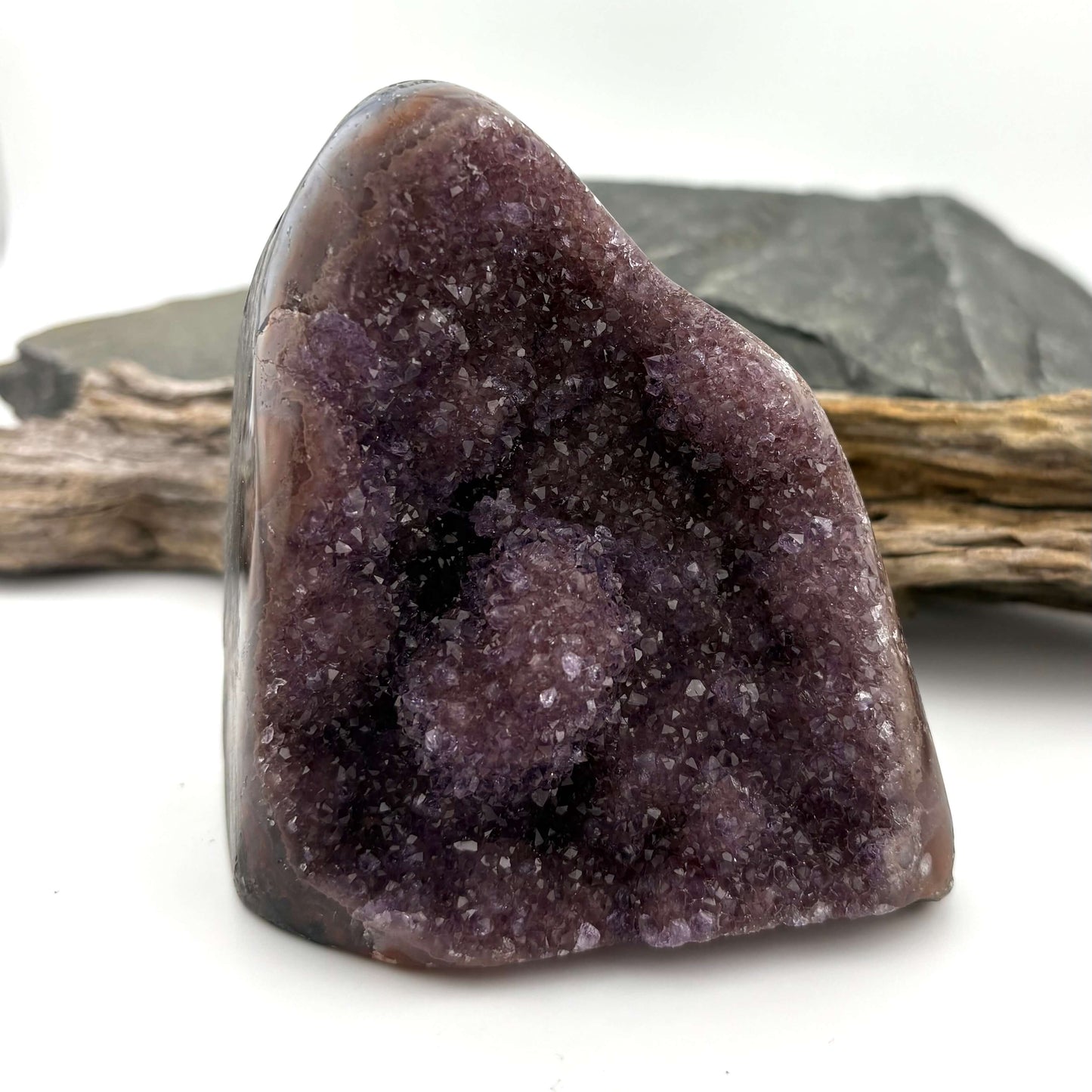 Brazilian Purple Rainbow Amethyst Druzy w Agate Cut Base -  624 grams