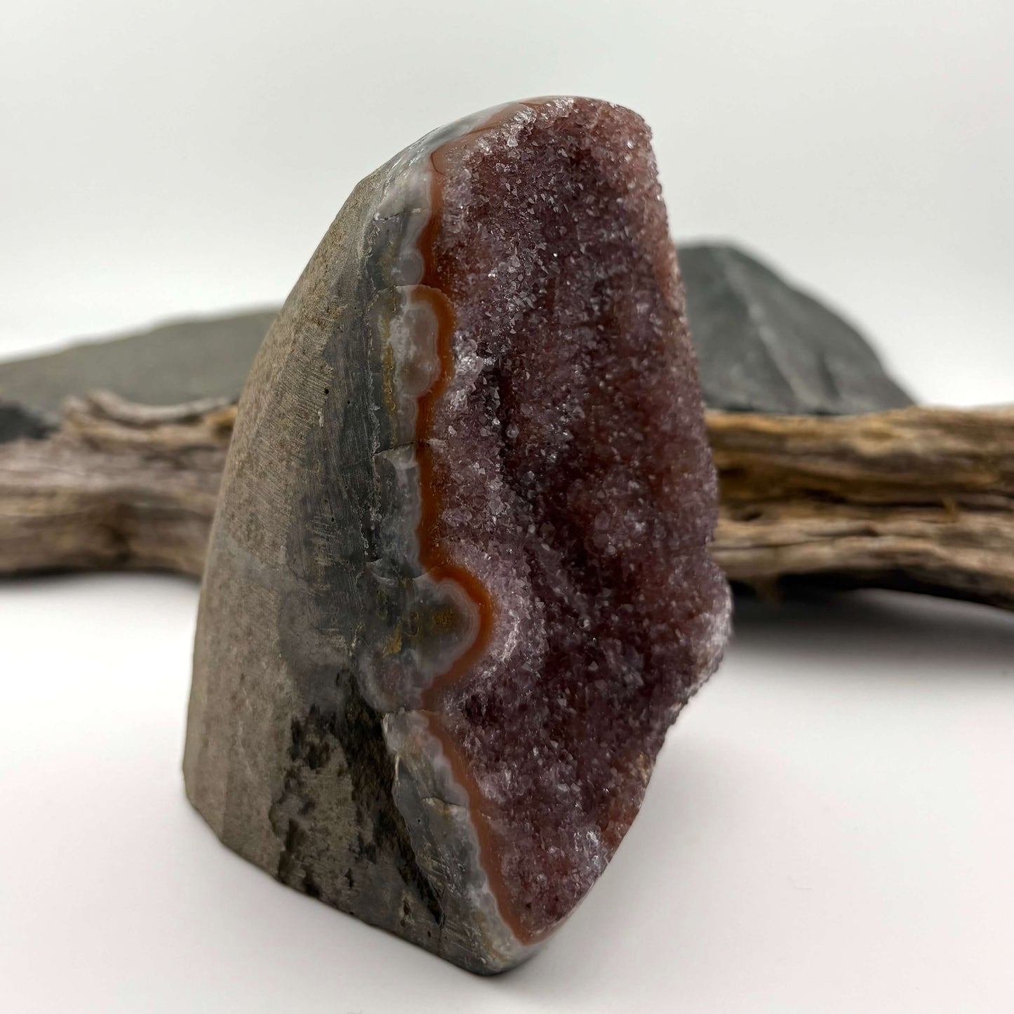 Brazilian Rainbow Raspberry Amethyst Druzy Cut Base -  626 grams