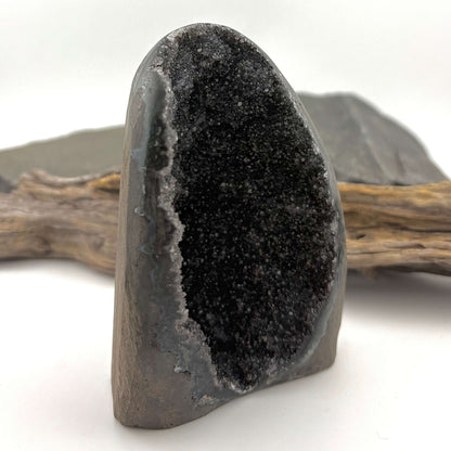 Brazilian Black Rainbow Amethyst Druzy w Agate Cut Base -  329 grams