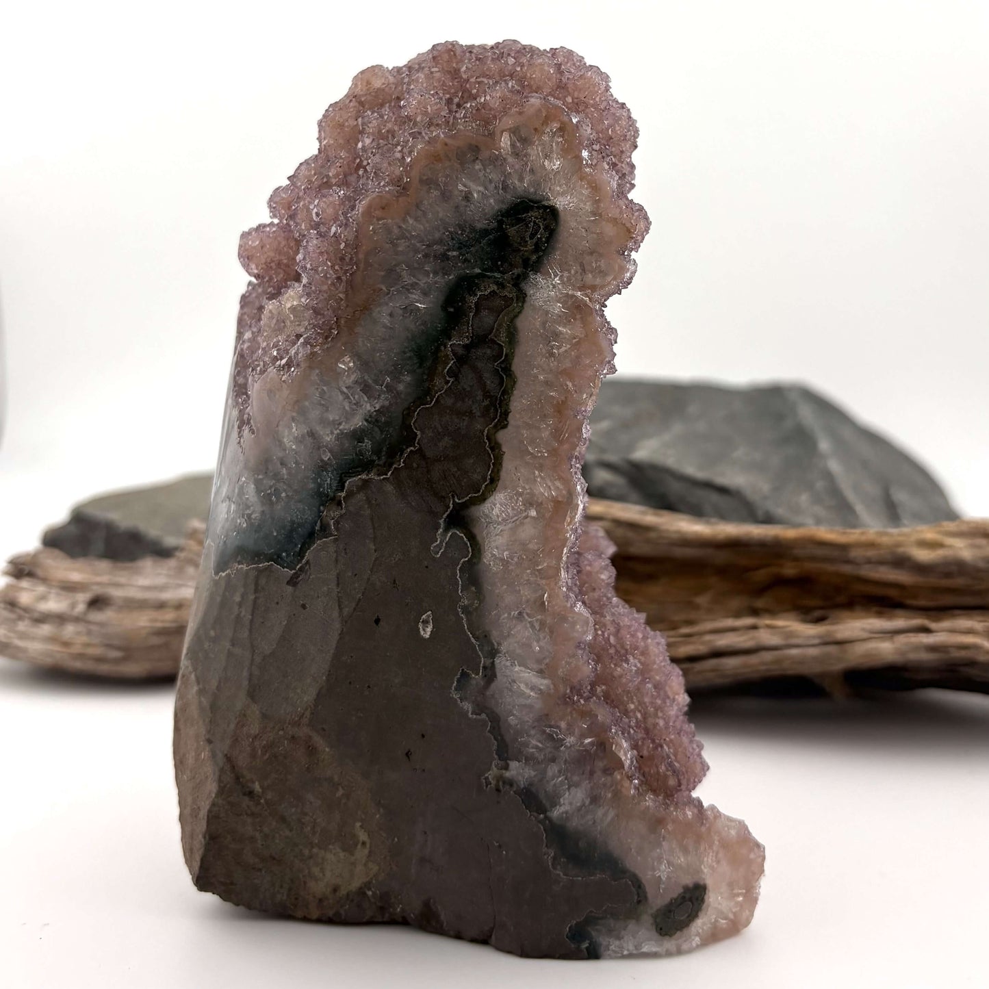 Brazilian Peach Purple Rainbow Amethyst Bubble Druzy w Agate Cut Base -  1.1kg