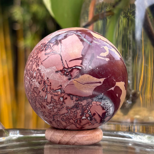 Mookaite Sphere / Australian Jasper - 211 grams / 5.4 cms - With Free Wooden Sphere Stand