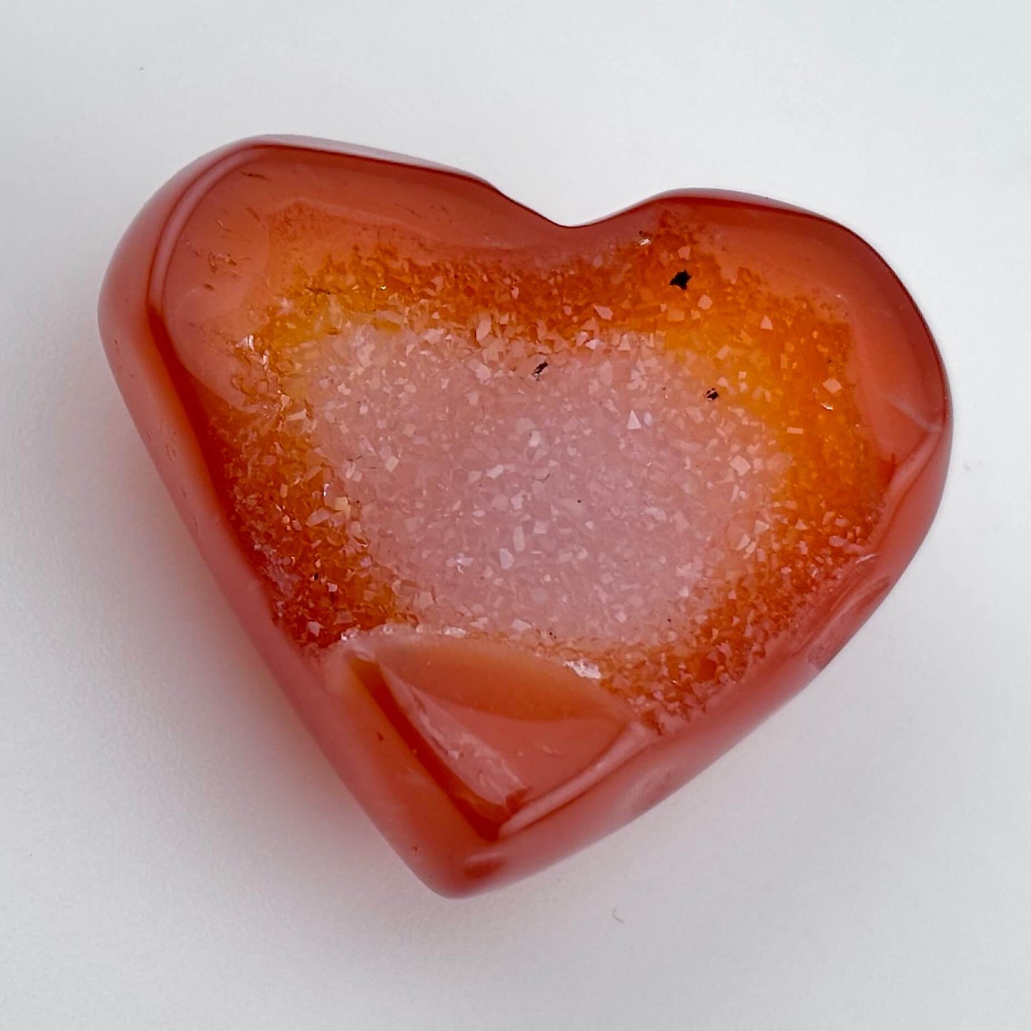 Unique Banded Carnelian Druzy Heart - 20 grams / 3.5 cms