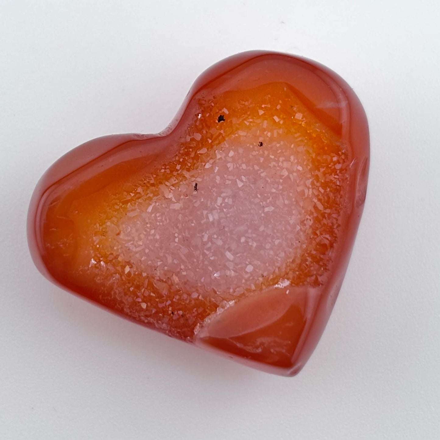 Unique Banded Carnelian Druzy Heart - 20 grams / 3.5 cms