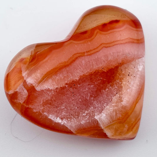 Unique Banded Carnelian Druzy Heart - 31 grams / 4cms