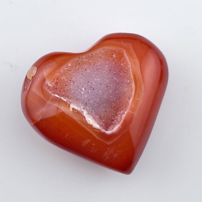 Unique Banded Carnelian Druzy Heart - 32 grams / 4cms