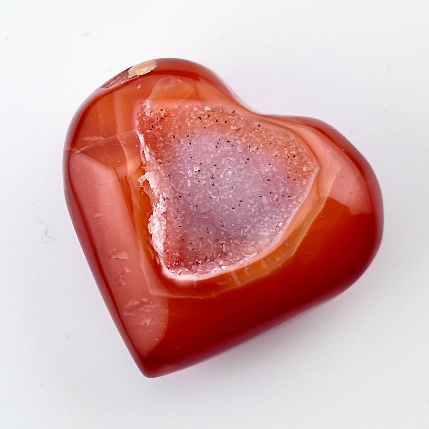 Unique Banded Carnelian Druzy Heart - 32 grams / 4cms