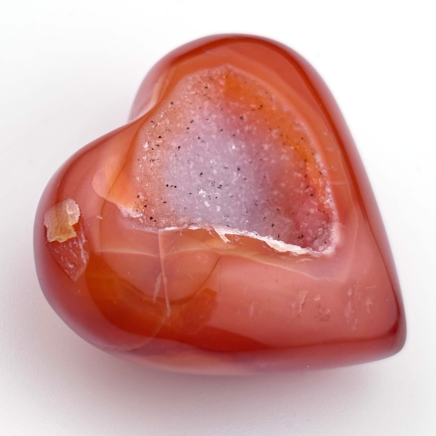 Unique Banded Carnelian Druzy Heart - 32 grams / 4cms