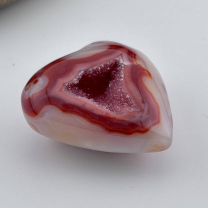 Unique Banded Carnelian Druzy Heart - 36 grams / 4cms