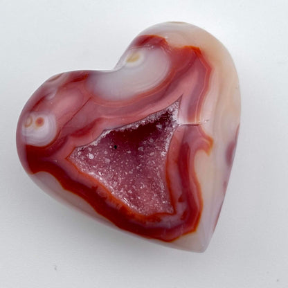 Unique Banded Carnelian Druzy Heart - 36 grams / 4cms