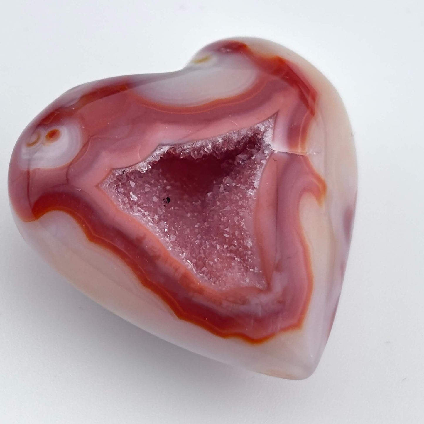 Unique Banded Carnelian Druzy Heart - 36 grams / 4cms