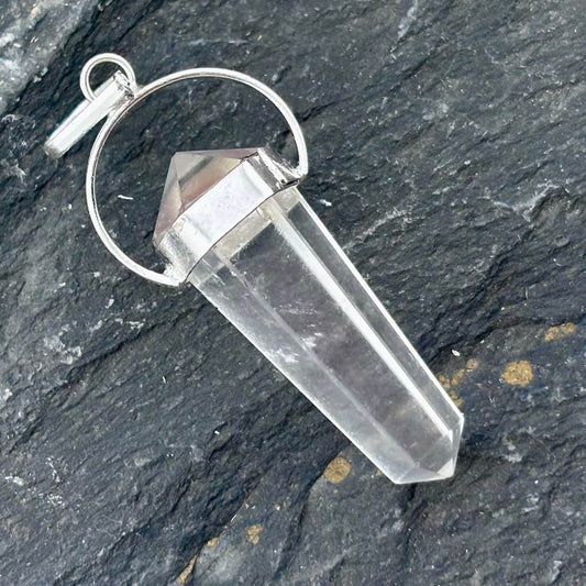 Clear Quartz Double Terminator Point Pendant 5cm