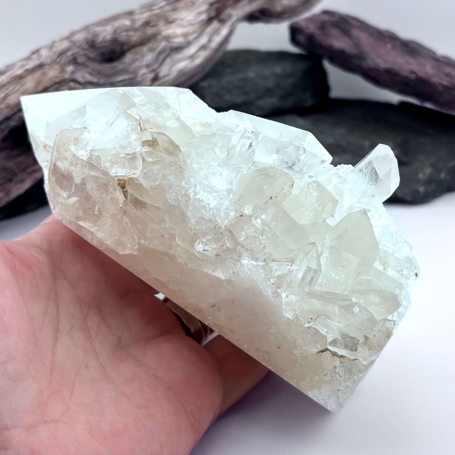 Large Brazilian Clear Quartz Cluster Polished Point