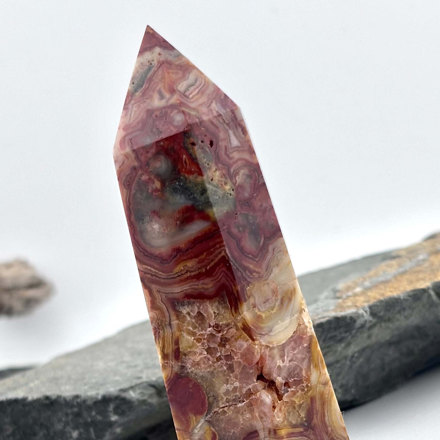 Large Crazy Lace Agate Hexagon Tower / Point - 150 grams / 9.8 cms