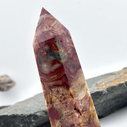 Large Crazy Lace Agate Hexagon Tower / Point - 150 grams / 9.8 cms