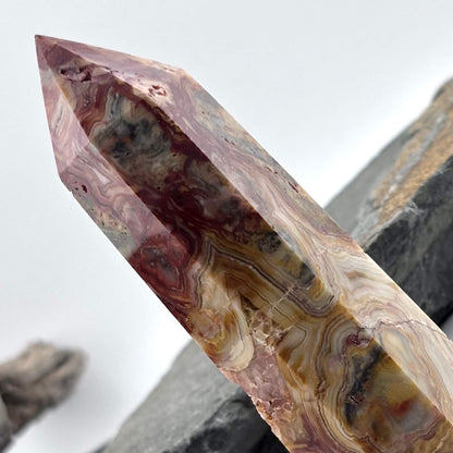 Large Crazy Lace Agate Hexagon Tower / Point - 150 grams / 9.8 cms