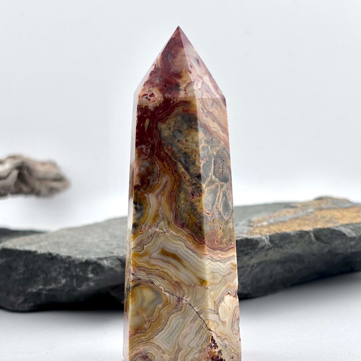 Large Crazy Lace Agate Hexagon Tower / Point - 150 grams / 9.8 cms