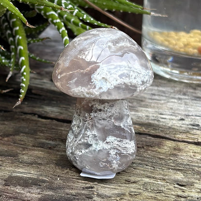 Moss Agate Carved Polished Mushroom - 5.7cm
