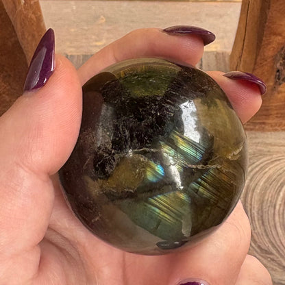 Labradorite Sphere - 192 grams / 5 cm (#2) - With Free Wooden Sphere Stand