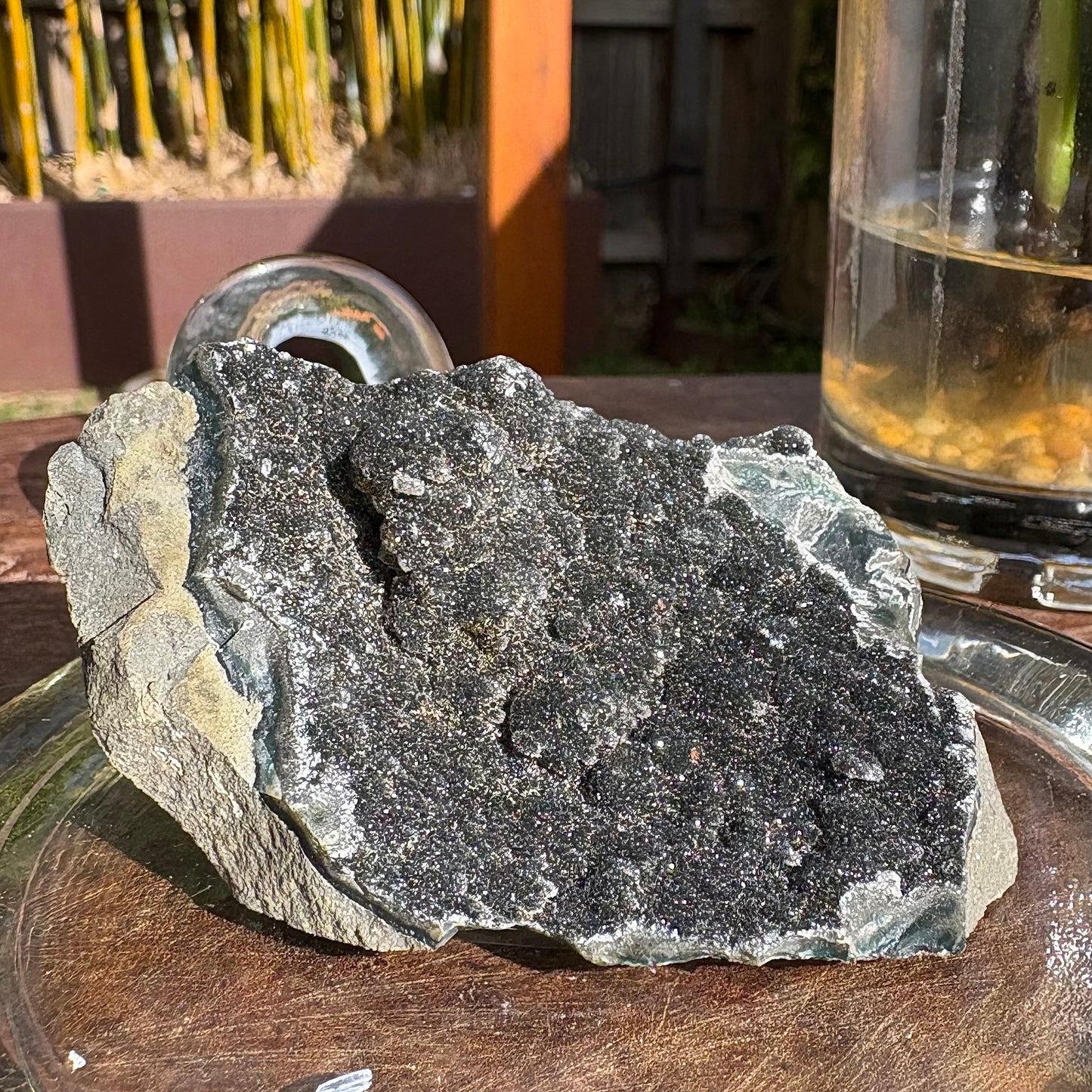 Brazilian Black Amethyst Druzy Cluster Flat - 102 grams