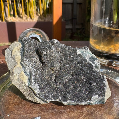 Brazilian Black Amethyst Druzy Cluster Flat - 102 grams