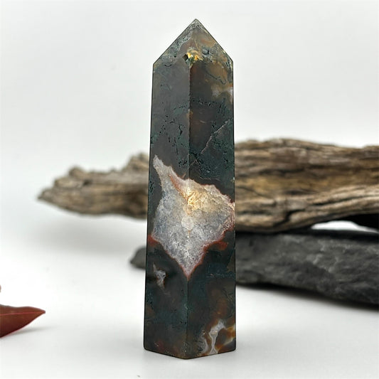 Fire Druzy Moss Agatę Tower