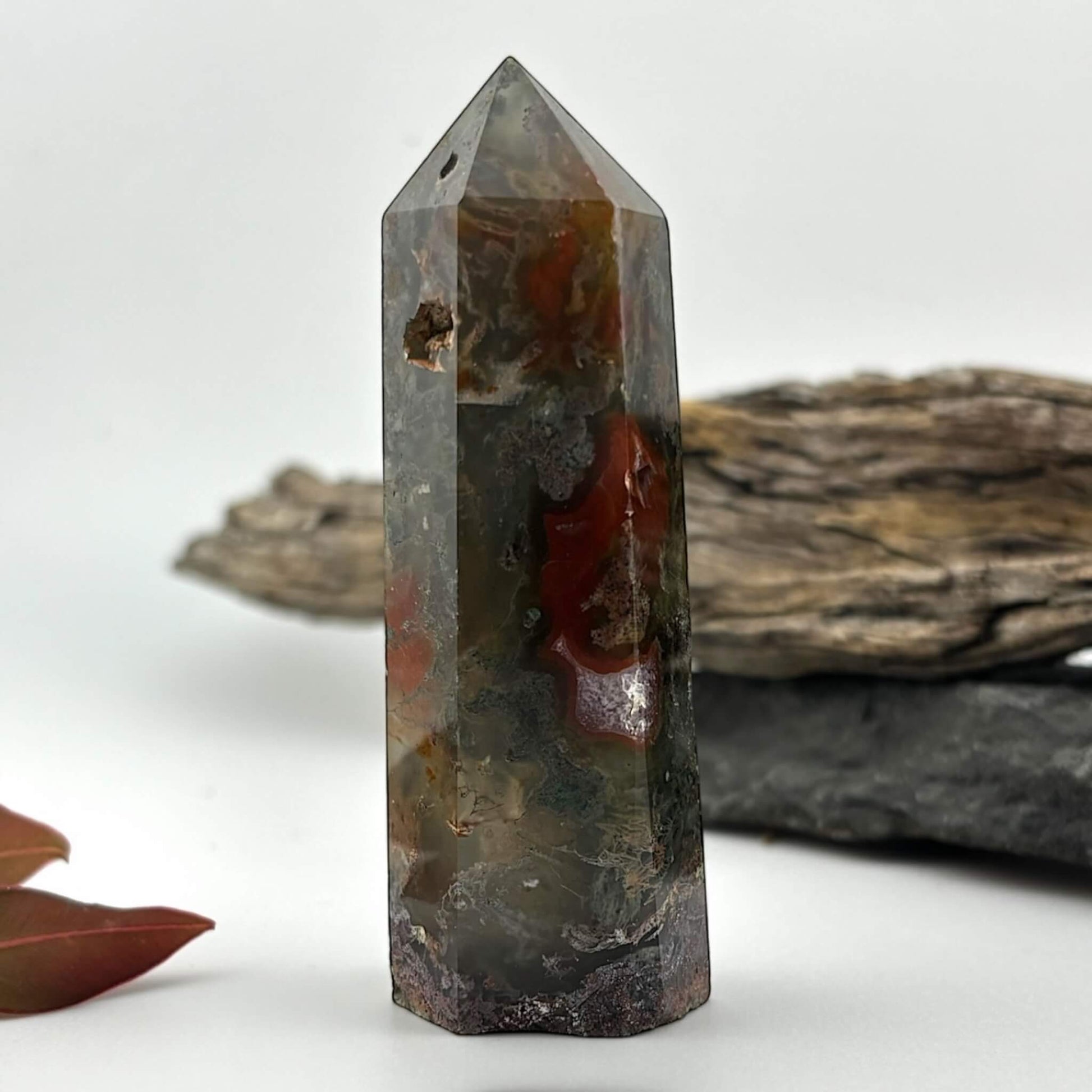 Fire Druzy Moss Agatę Tower