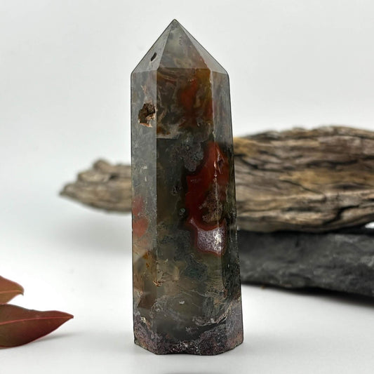 Fire Druzy Moss Agatę Tower