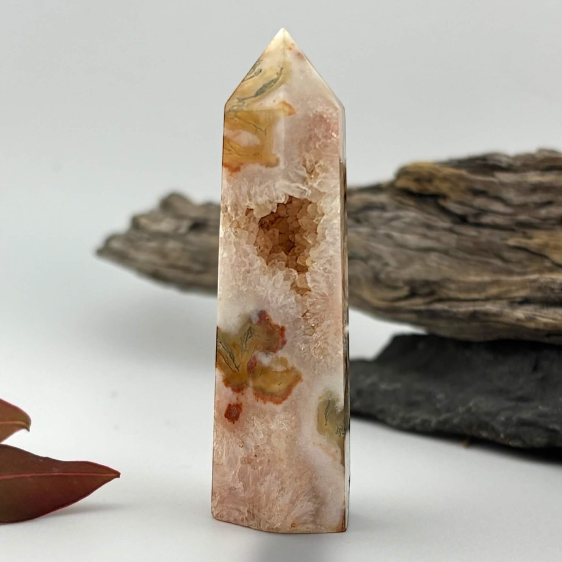 Fire Druzy Moss Agatę Tower