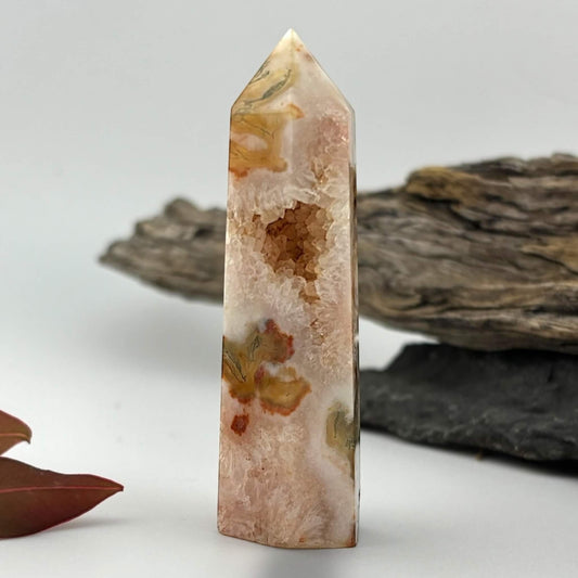 Fire Druzy Moss Agatę Tower