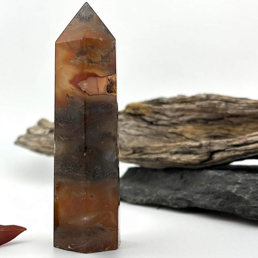 Fire Druzy Moss Agatę Tower