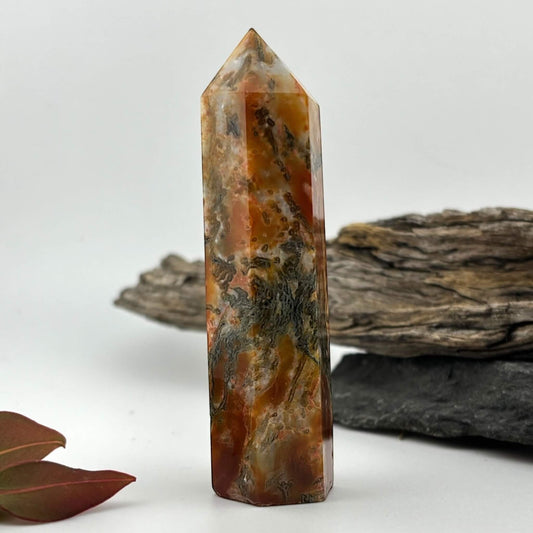 Fire Druzy Moss Agatę Tower