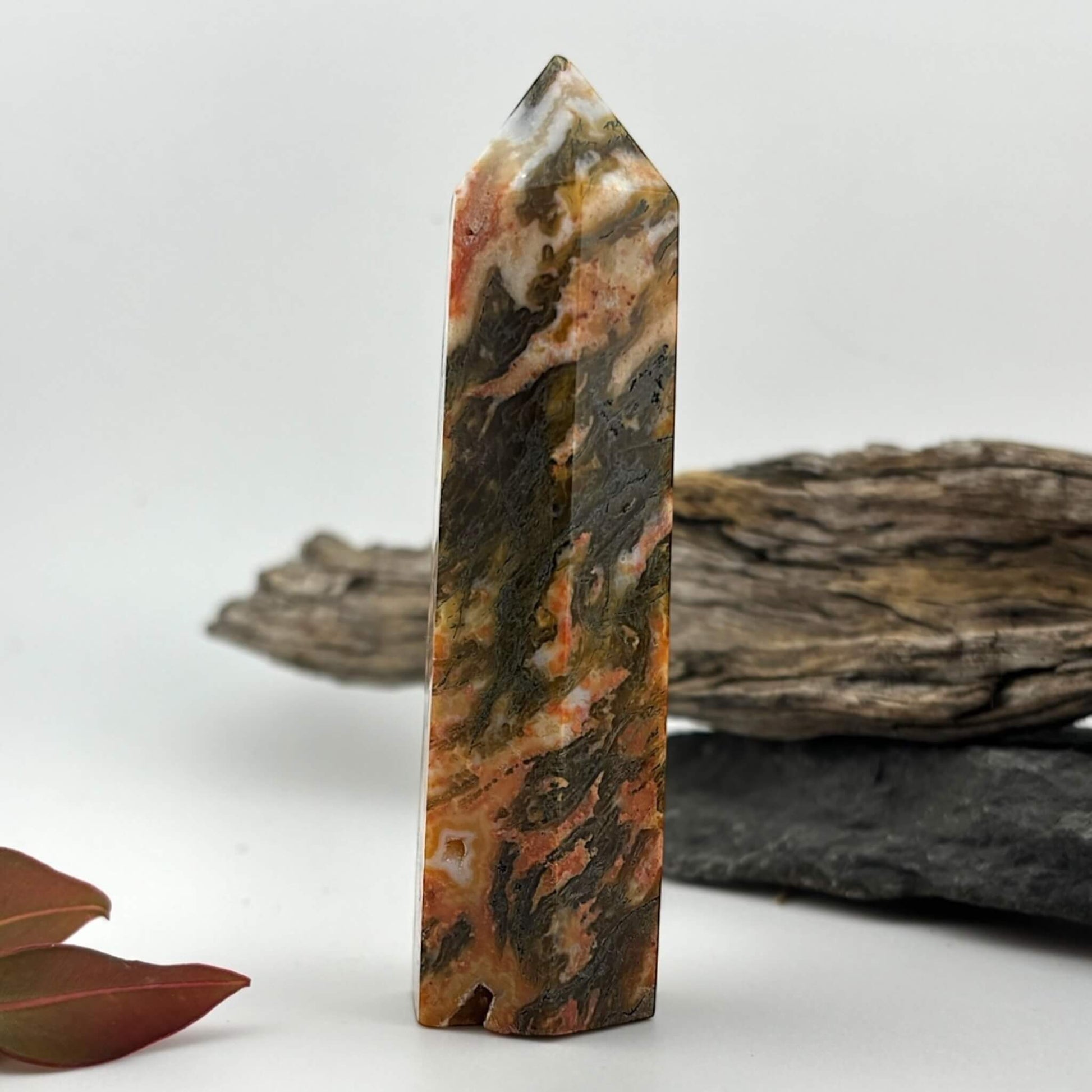 Fire Druzy Moss Agatę Tower