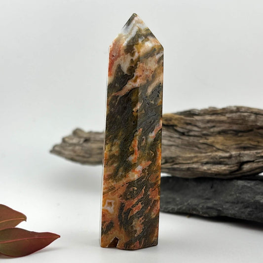 Fire Druzy Moss Agatę Tower