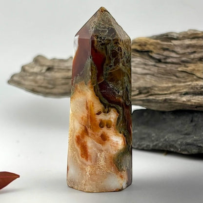 Fire Druzy Moss Agatę Tower