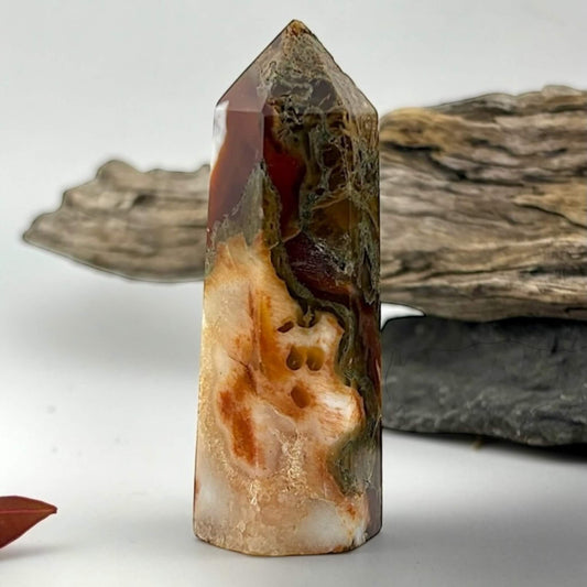 Fire Druzy Moss Agatę Tower